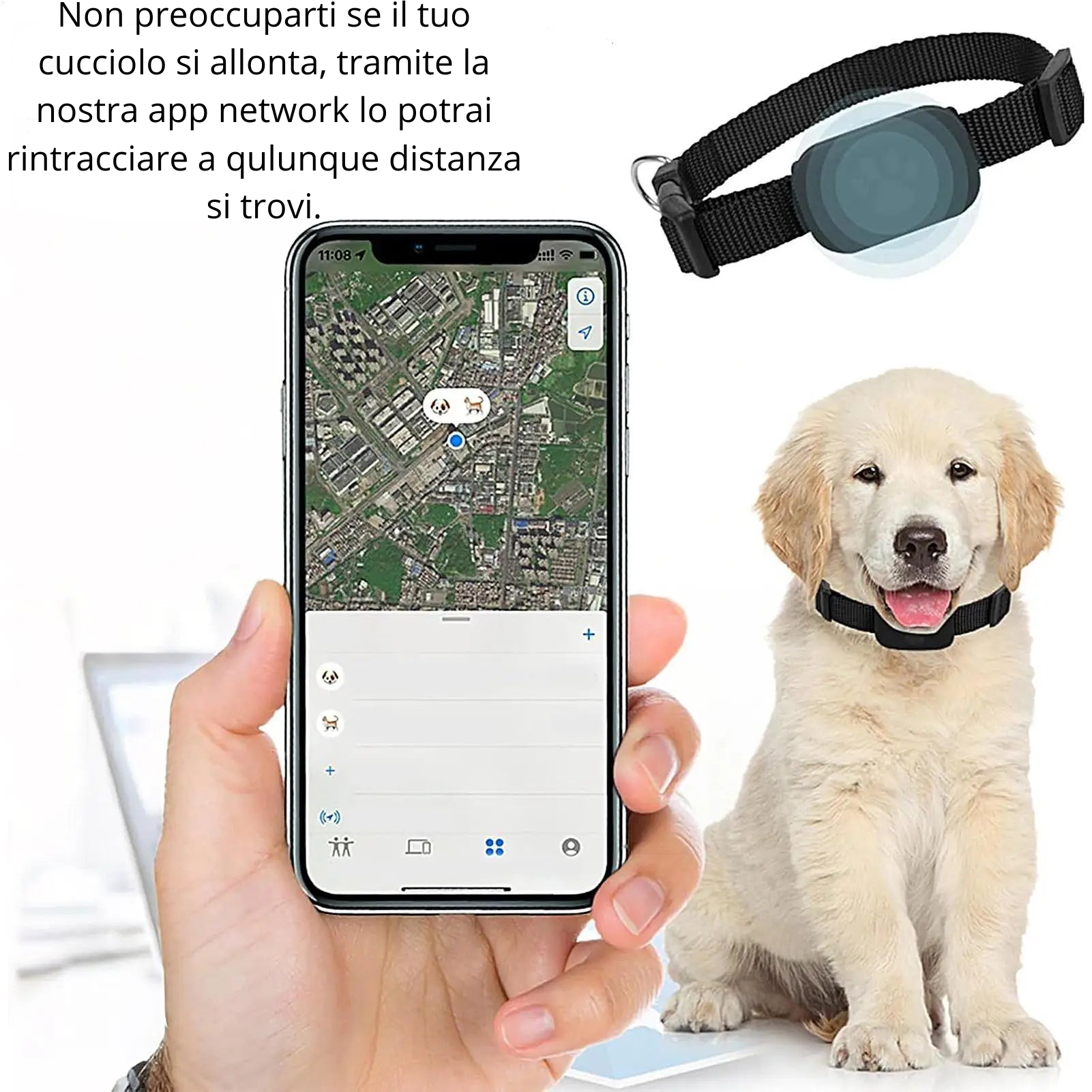 Collari GPS per cani e gatti ,Collare multifunzionale per animali domestici.Collari GPS intelligenti. Accessori per animali domestici. Compatibile con Android  e iOS